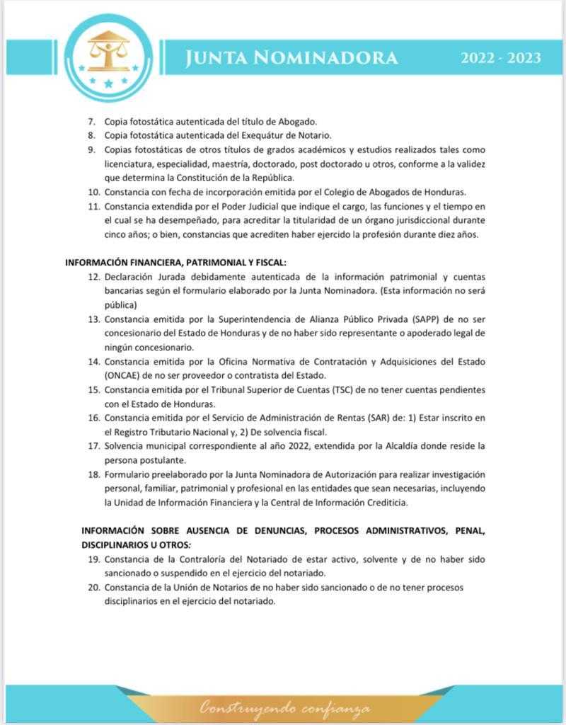 Junta Nominadora lanza convocatoria a abogados y abogadas